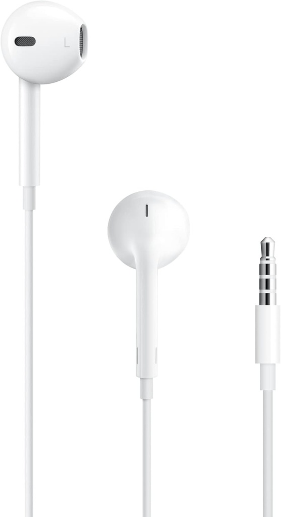 Auriculares Apple EarPods con enchufe de 3.5mm, auriculares con cable con control remoto incorporado para controlar música, llamadas telefónicas y volumen