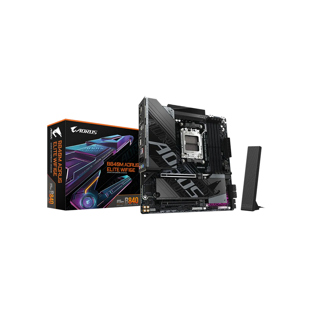MAINBOARD GIGABYTE B840M AOURUS ELITE WIFI6E MICRO ATX AM5 DDR5 WIFI 6