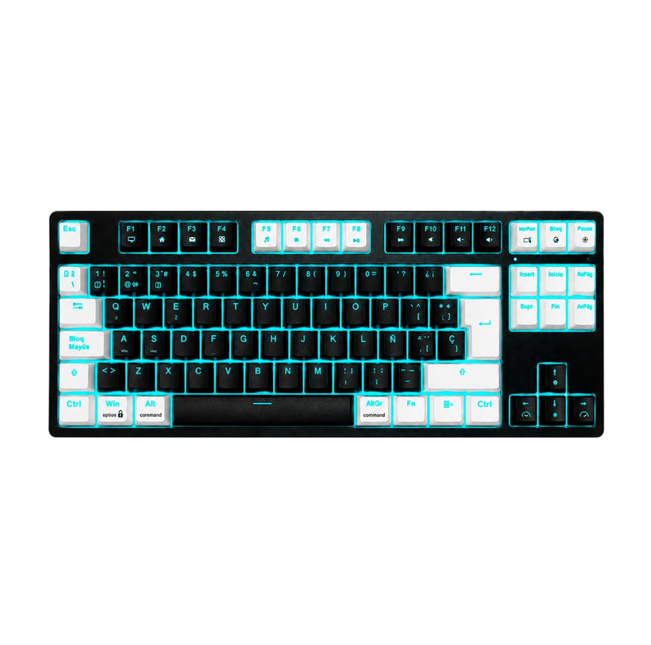 TECLADO MECANICO TENGU RGB NEGRO BLANCO SWITCH ROJO YOKAI WIFI-WIRED GAMER