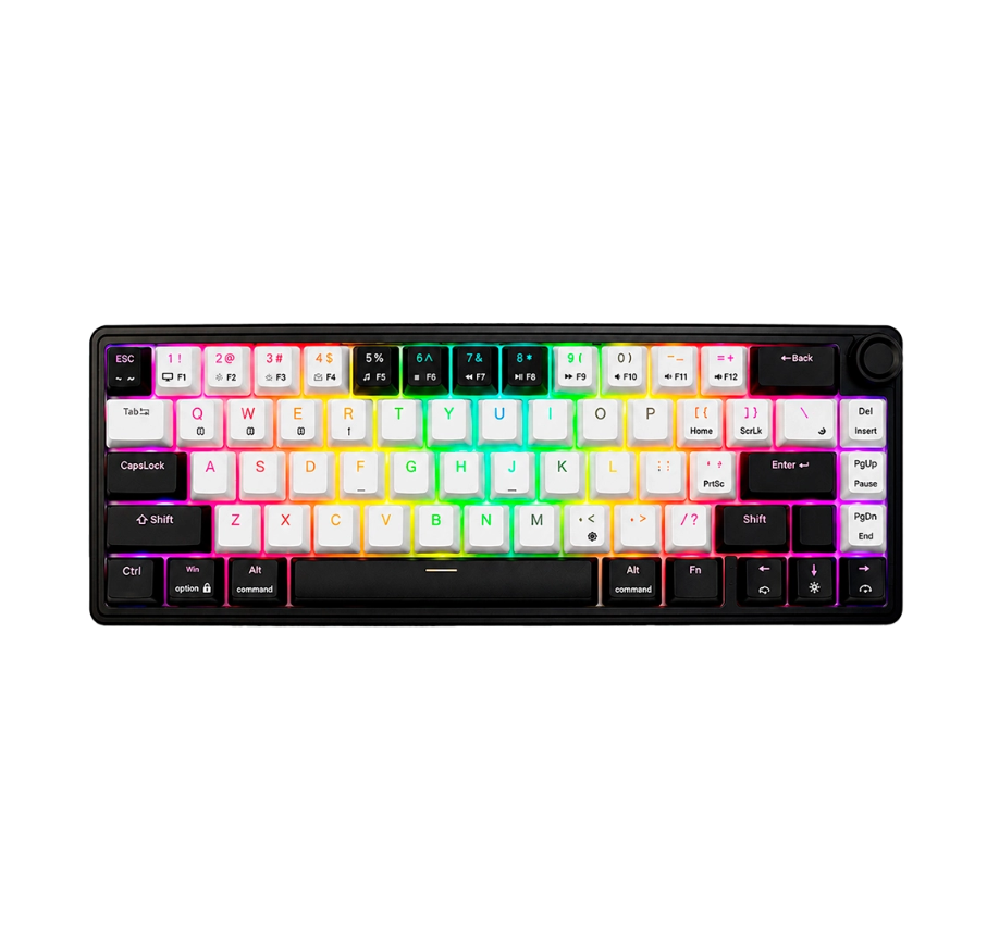 TECLADO MECANICO TENGU RGB OKAMI BLANCO NEGRO SWITCH ROJO WI-FI GAMER