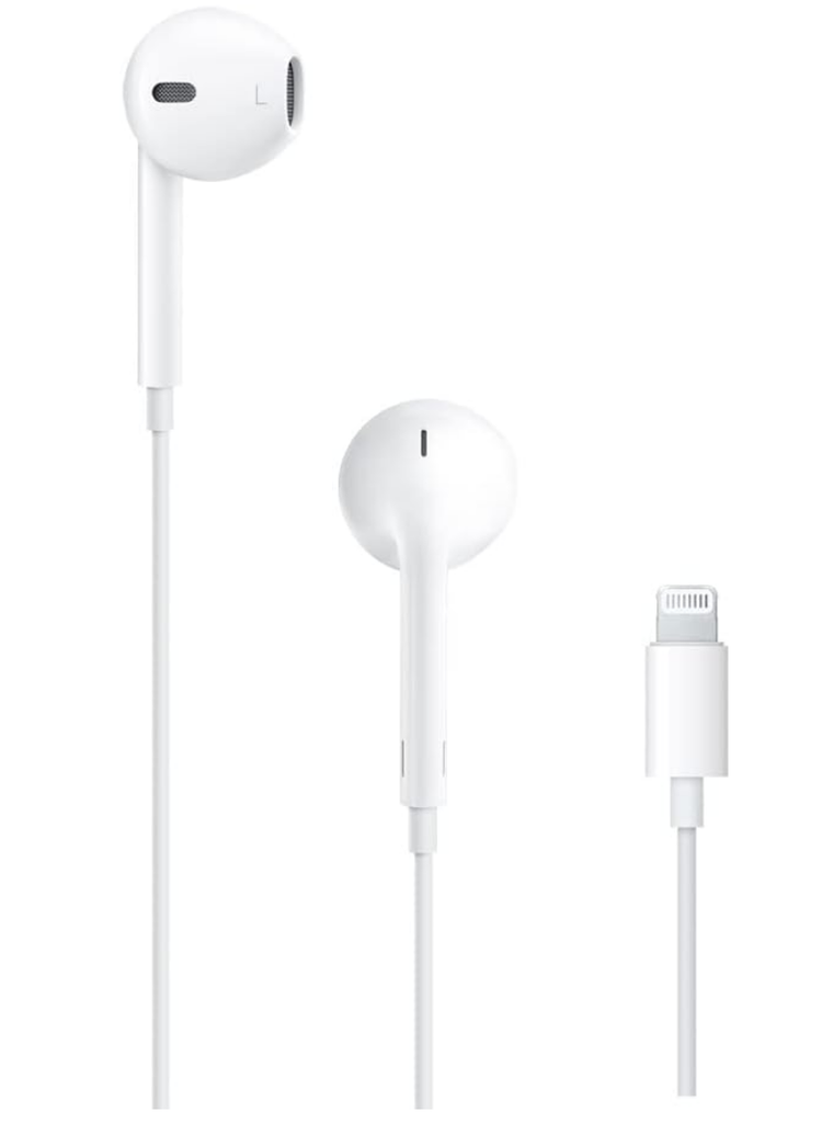 Auriculares Apple EarPods con conector Lightning, auriculares con cable para iPhone con control remoto integrado para controlar música, llamadas telefónicas
