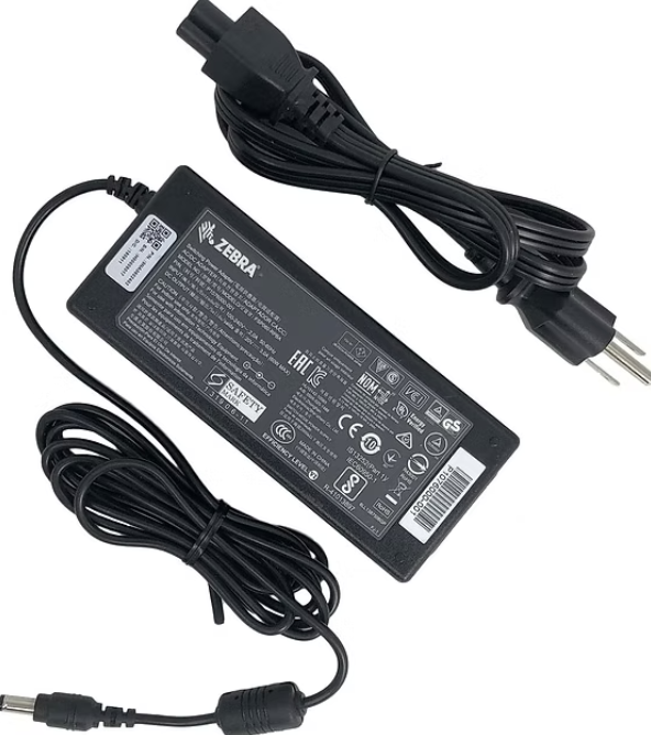 Fuente de alimentación ZEBRA EVM/DCS (bloque), nivel VI, CA/CC, con cable de CC fijo. Entrada de CA: 100–240 V, 1,4 A. Salida de CC: 24 V, 3,25 A, 78 W; temperatura de -20 a +55 °C.