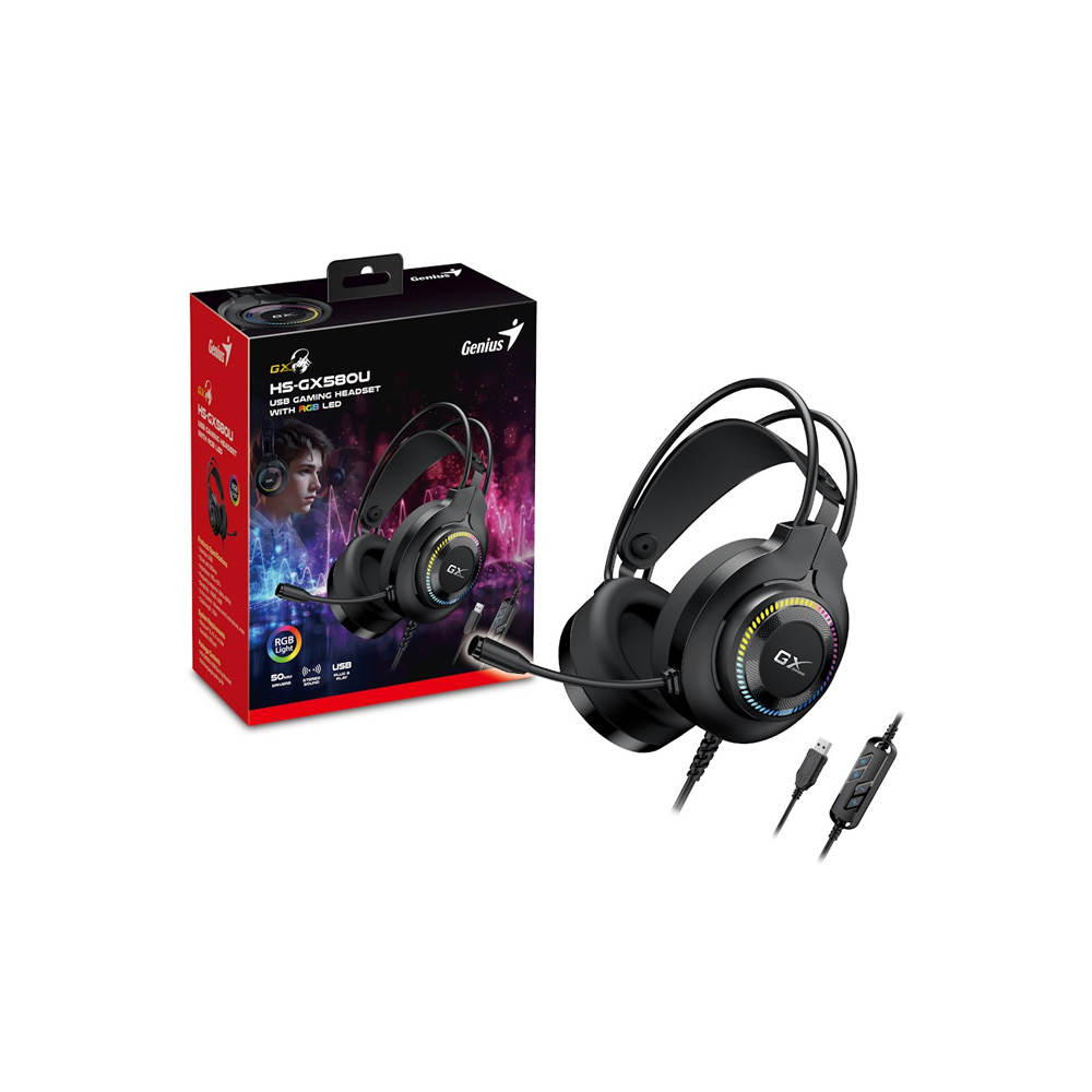 HEADSETS GENIUS GAMING USB NEGRO CON RGB LED