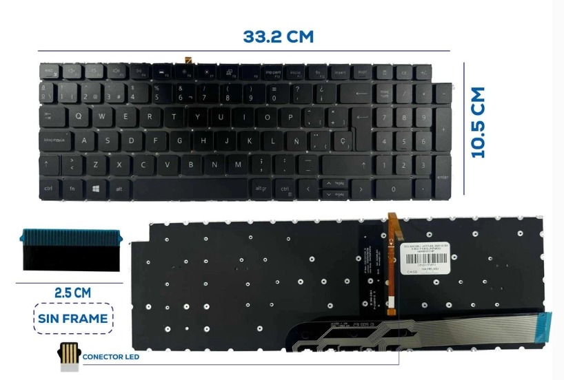 Teclado de repuesto para laptop Dell Inspiron 15 3525