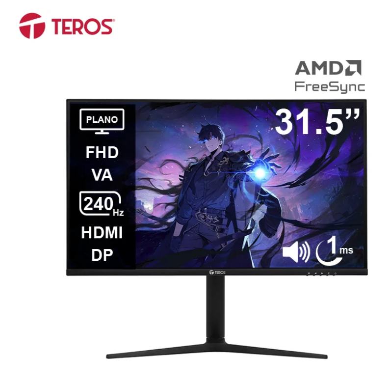 Monitor Plano TEROS TE-3220G, 31.5″ FHD VA, 240Hz, 1ms, HDMI, DP, Audio out