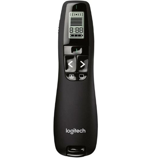 PUNTERO LOGITECH PROFESIONAL NEGRO LCD-USB-PLUG AND PLAY-LUZ VERDE-RADIO 30 METROS